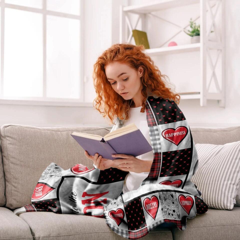 Personalized Your Own Image Love You To The Moon And Back Couple Quilt Blanket Printed PNHQ0601