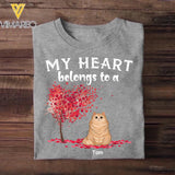 Personalized My Heart Belongs To A Cat Tshirt Printed 23JAN-DT06