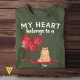 Personalized My Heart Belongs To A Cat Tshirt Printed 23JAN-DT06
