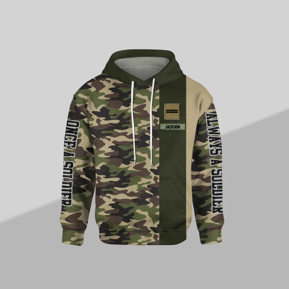 Personalized French Solider/ Veteran One A Soldier Always A Soldier Rank Camo Hoodie or Sweater 3D Printed QTDT0601
