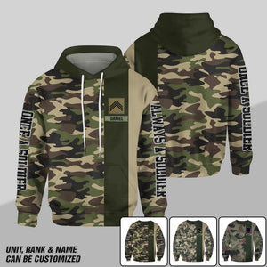 Personalized French Solider/ Veteran One A Soldier Always A Soldier Rank Camo Hoodie or Sweater 3D Printed QTDT0601
