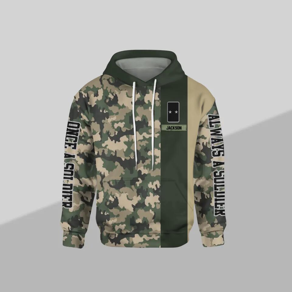 Personalized French Solider/ Veteran One A Soldier Always A Soldier Rank Camo Hoodie or Sweater 3D Printed QTDT0601