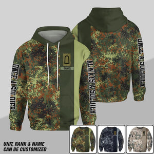 Personalized German Solider/ Veteran One A Soldier Always A Soldier Rank Camo Hoodie or Sweater 3D Printed QTDT0601