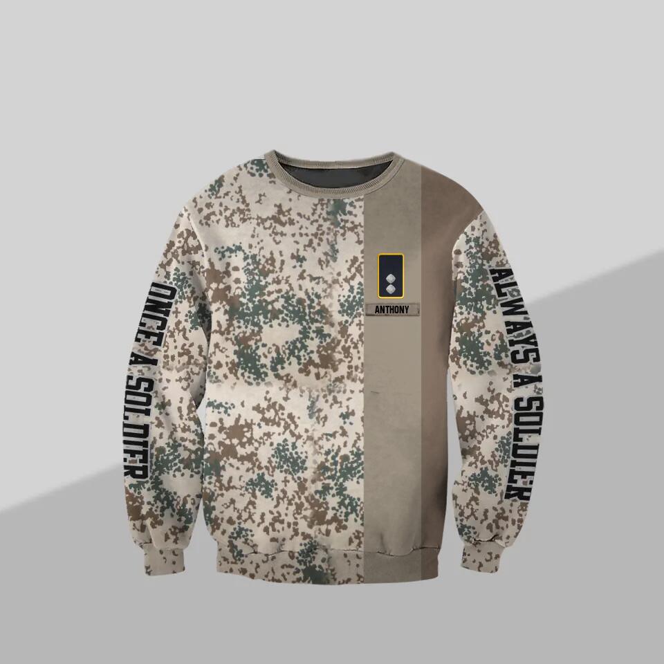 Personalized German Solider/ Veteran One A Soldier Always A Soldier Rank Camo Hoodie or Sweater 3D Printed QTDT0601