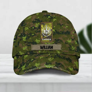 Personalized Canadian Soldier/ Veteran Rank Camo Peaked Cap 3D Printed 23JAN-DT06