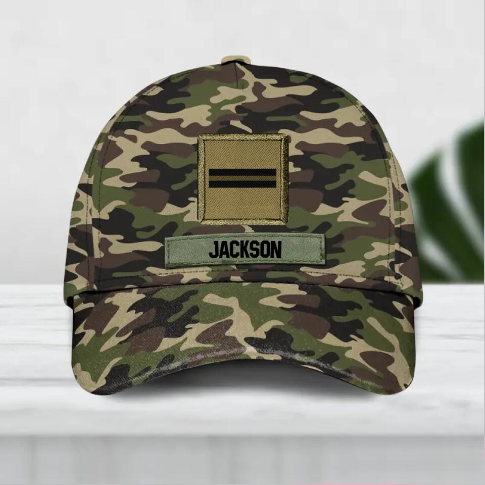 Personalized French Soldier/ Veteran Rank Camo Peaked Cap 3D Printed 23JAN-DT06
