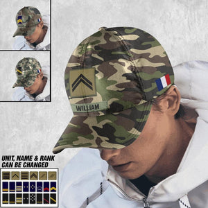 Personalized French Soldier/ Veteran Rank Camo Peaked Cap 3D Printed 23JAN-DT06