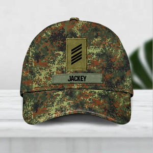 Personalized German Soldier/ Veteran Rank Camo Peaked Cap 3D Printed 23JAN-DT06
