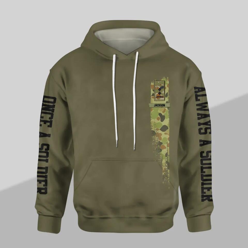 Personalized I Am An Australian Veteran One A Soldier Always A Soldier Military Base Address Hoodie 3D Printed 23JAN-HY07