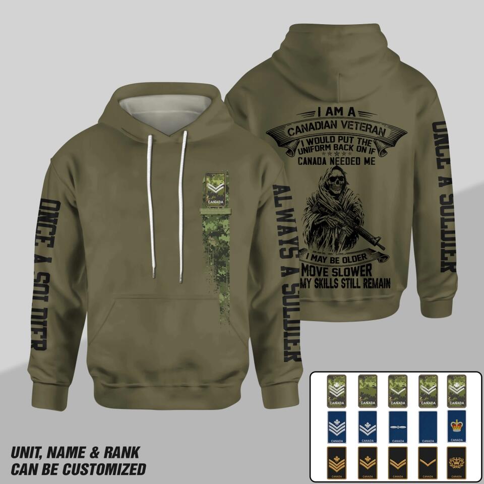 Personalized I Am A Canadian Veteran One A Soldier Always A Soldier Military Base Address Hoodie 3D Printed 23JAN-HY07