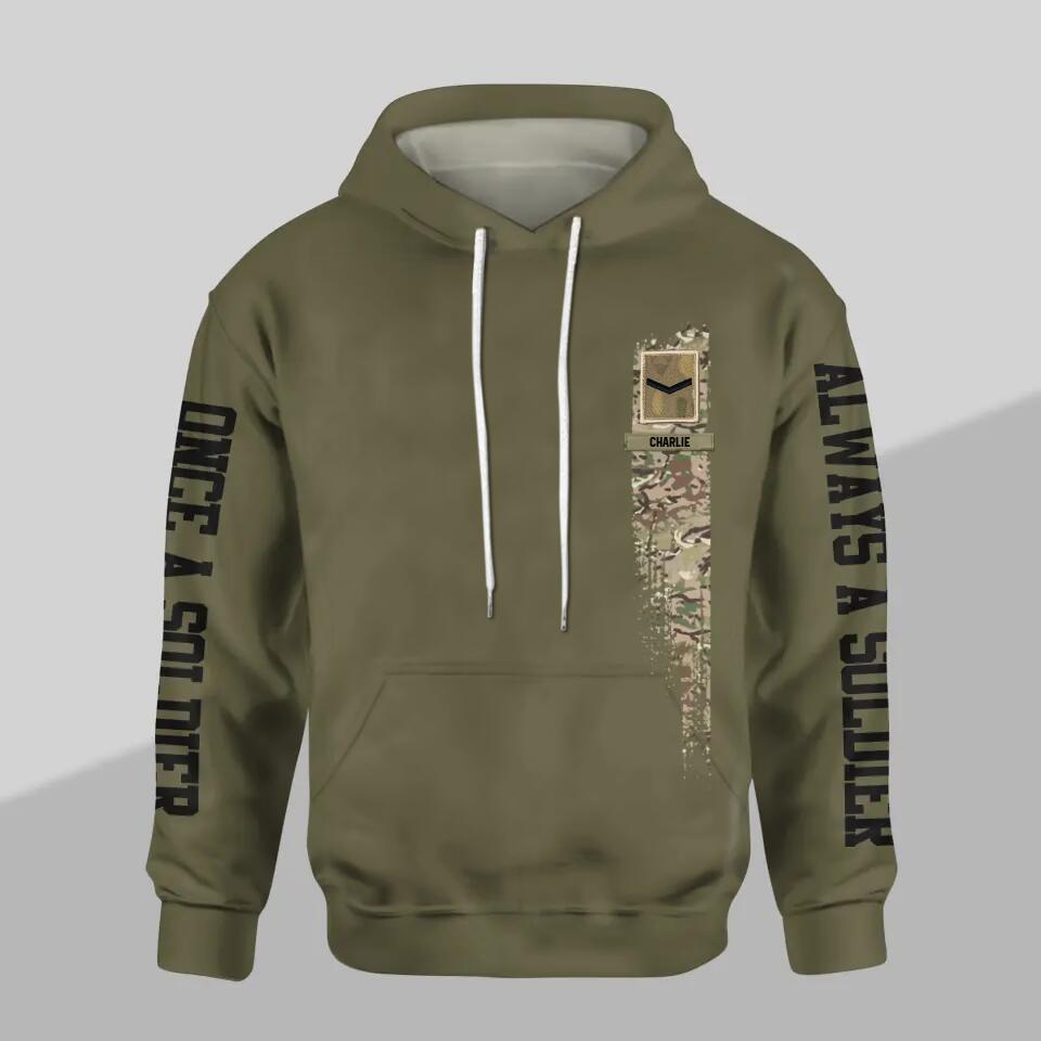 Personalized I Am An UK Veteran One A Soldier Always A Soldier Military Base Address Hoodie 3D Printed 23JAN-HY07