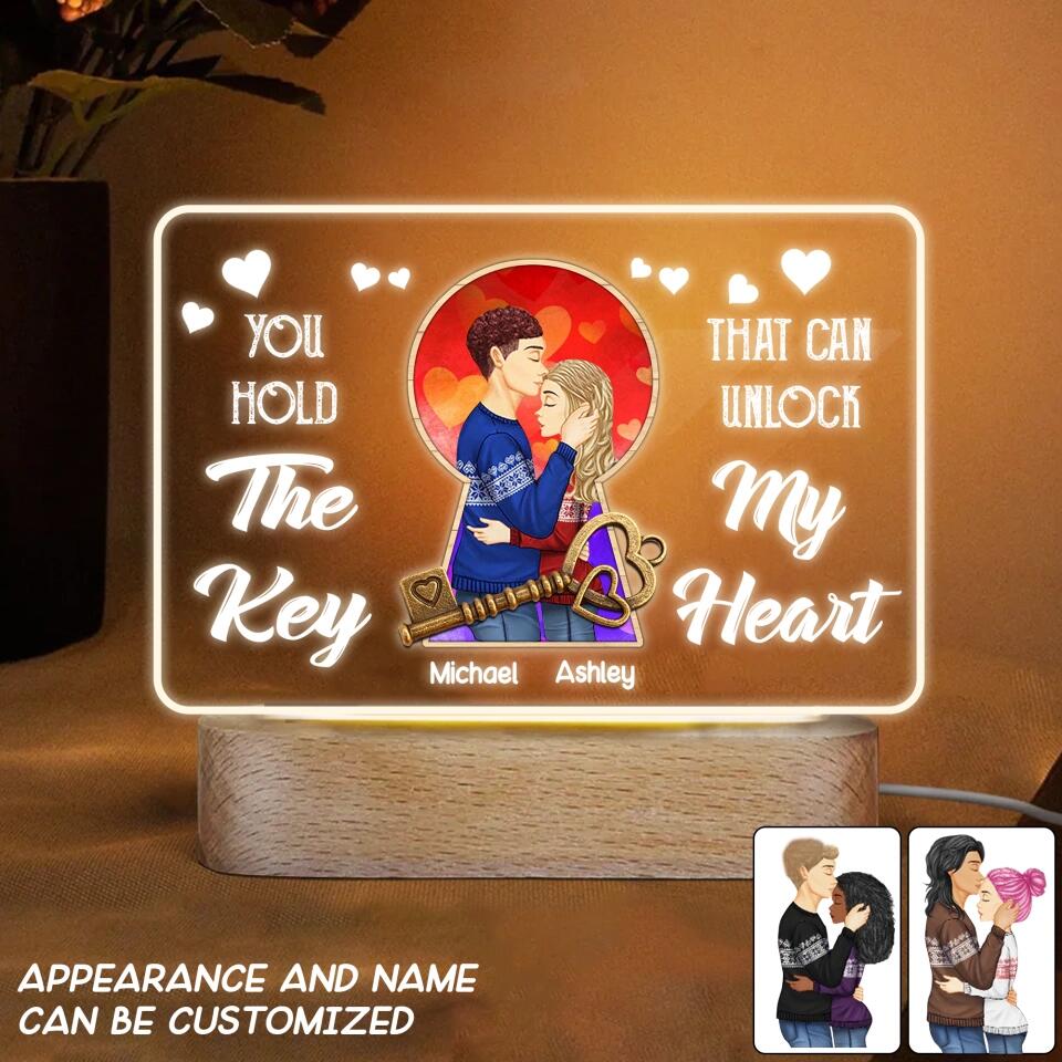 Personalized You Hold The Key That Can Unlock My Heart Led Lamp Printed PNDT0701