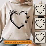 Personalized Heart Auntie & Kid Name Hoodie Printed 23JAN-HY07