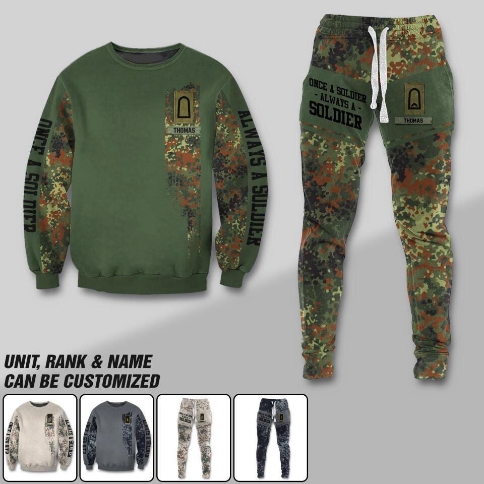 Personalized German Solider/ Veteran One A Soldier Always A Soldier Rank Camo  Sweater Or Sweatpant 3D Printed 23JAN-DT07
