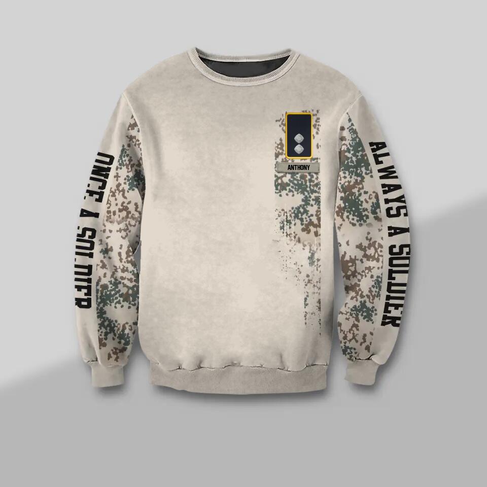 Personalized German Solider/ Veteran One A Soldier Always A Soldier Rank Camo  Sweater Or Sweatpant 3D Printed 23JAN-DT07