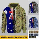 Personalized Australian Solider/ Veteran With Rank & Name Zip Hoodie 3D Printed QTHQ0901