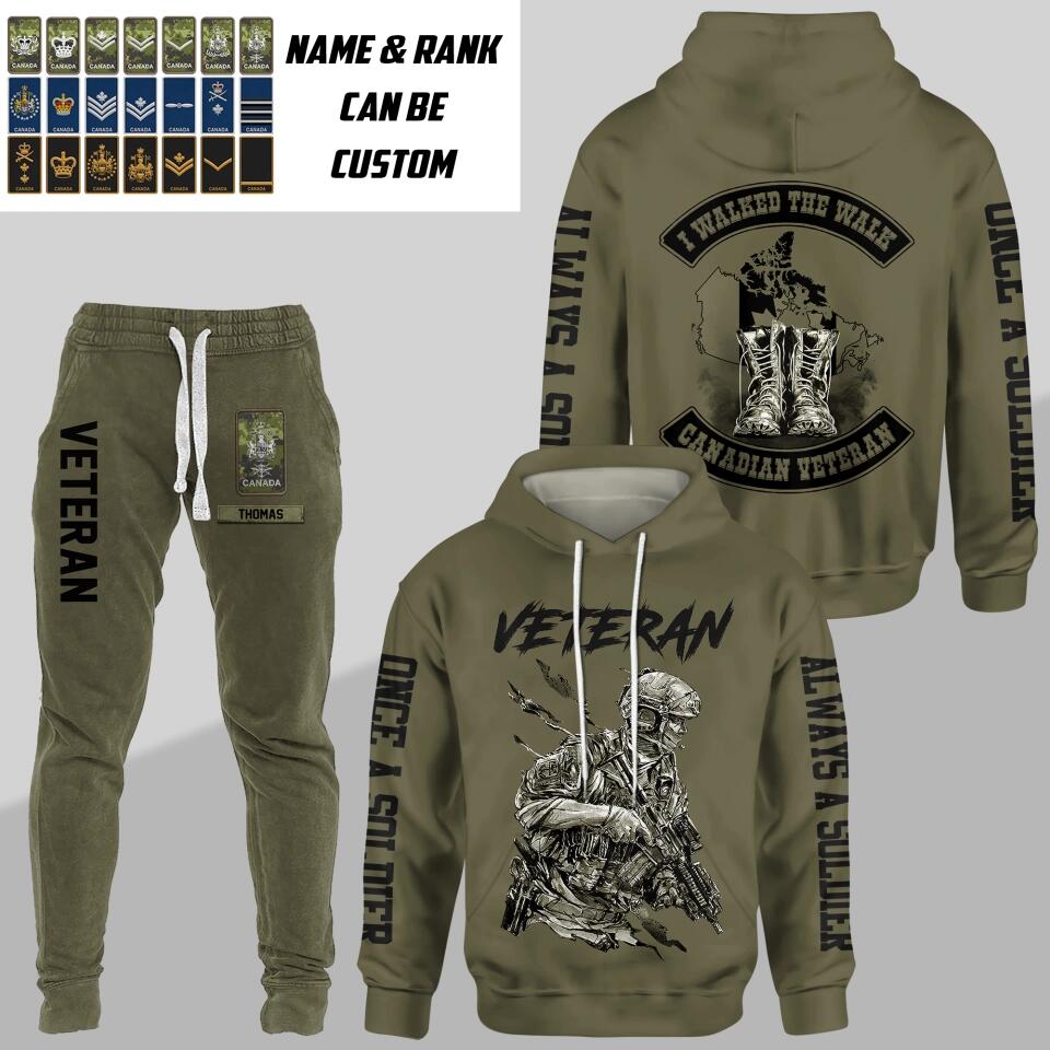 Personalized Canadian Veteran Once A Soldier Always A Soldier Rank Hoodie Or Sweatpant 3D Printed 23JAN-HQ09