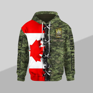 Personalized Once A Soldier Always A Soldier Canadian Solider/ Veteran With Rank & Name Zip Hoodie 3D Printed QTHQ0901