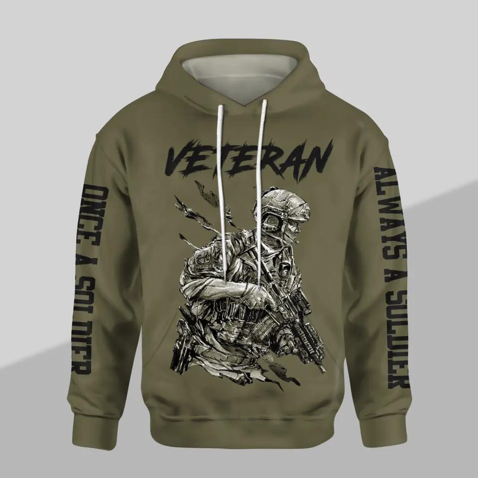 Personalized UK Veteran Once A Soldier Always A Soldier Rank Hoodie Or Sweatpant 3D Printed 23JAN-HQ09