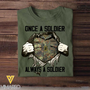 Personalized Once A Soldier Always A Soldier German Soldier/ Veteran Rank Camo Tshirt Printed 23DEC-HQ09