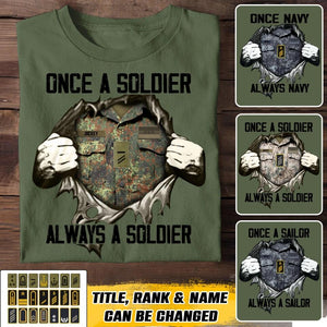 Personalized Once A Soldier Always A Soldier German Soldier/ Veteran Rank Camo Tshirt Printed 23DEC-HQ09