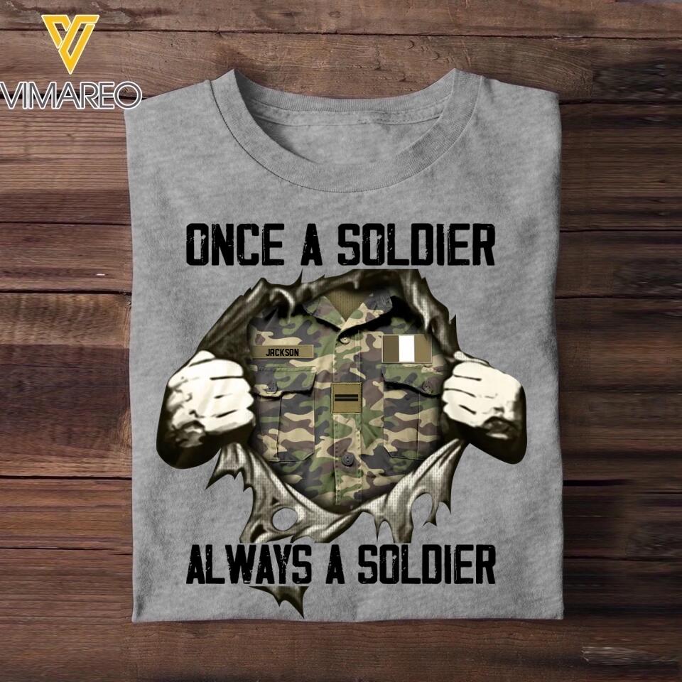 Personalized Once A Soldier Always A Soldier France Soldier/ Veteran Rank Camo Tshirt Printed 23DEC-HQ09