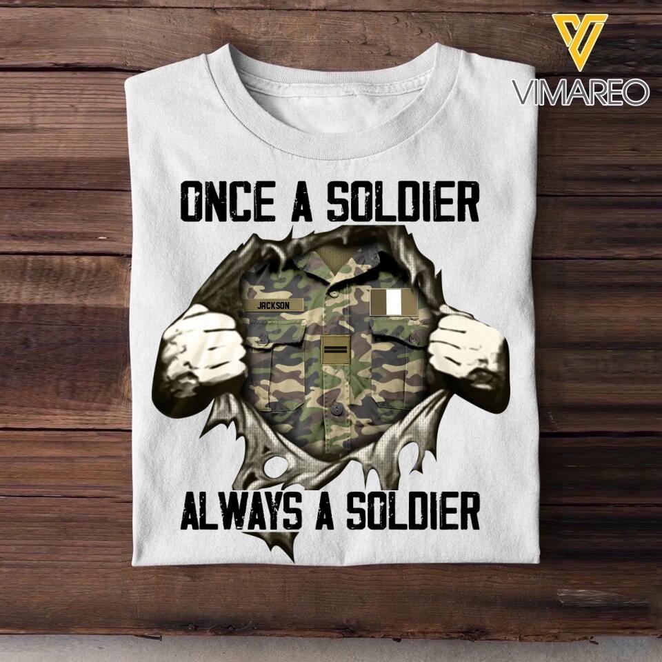 Personalized Once A Soldier Always A Soldier France Soldier/ Veteran Rank Camo Tshirt Printed 23DEC-HQ09