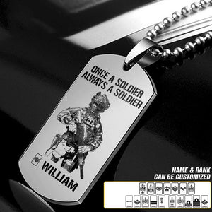 Personalized Once A Soldier Always A Soldier Canadian Soldier/Veteran Rank Camo Dog Tag Printed 23JAN-DT09