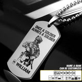 Personalized Once A Soldier Always A Soldier Canadian Soldier/Veteran Rank Camo Dog Tag Printed 23JAN-DT09