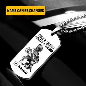 Personalized Once A Soldier Always A Soldier France Soldier/ Veteran Rank Camo Dog Tag Printed 23JAN-DT09