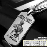 Personalized Once A Soldier Always A Soldier U.S Soldier/ Veteran Rank Camo Dog Tag Printed 23JAN-DT09