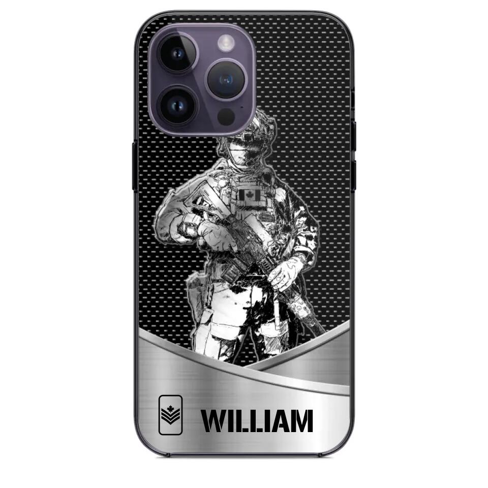 Personalized Canadian Soldier/ Veteran Rank Camo Phonecase 3D Printed 23JAN-DT10
