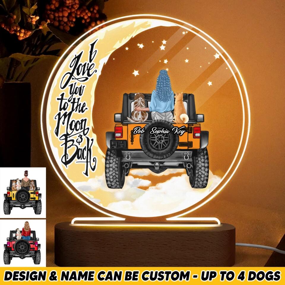 Personalized I Love You To The Moon And Back Jeep Dog Led Lamp Printed PNHQ1001