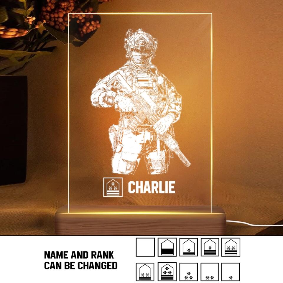 Personalized Austrian Soldier/ Veteran Rank Name Led Lamp Printed 23JAN-HY11