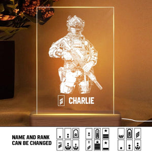 Personalized German Soldier/ Veteran Rank Name Led Lamp Printed 23JAN-HY11