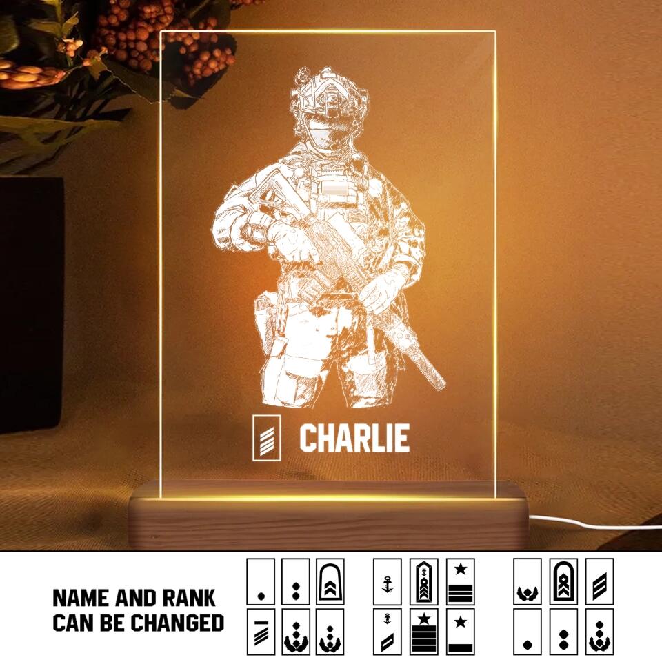 Personalized German Soldier/ Veteran Rank Name Led Lamp Printed 23JAN-HY11