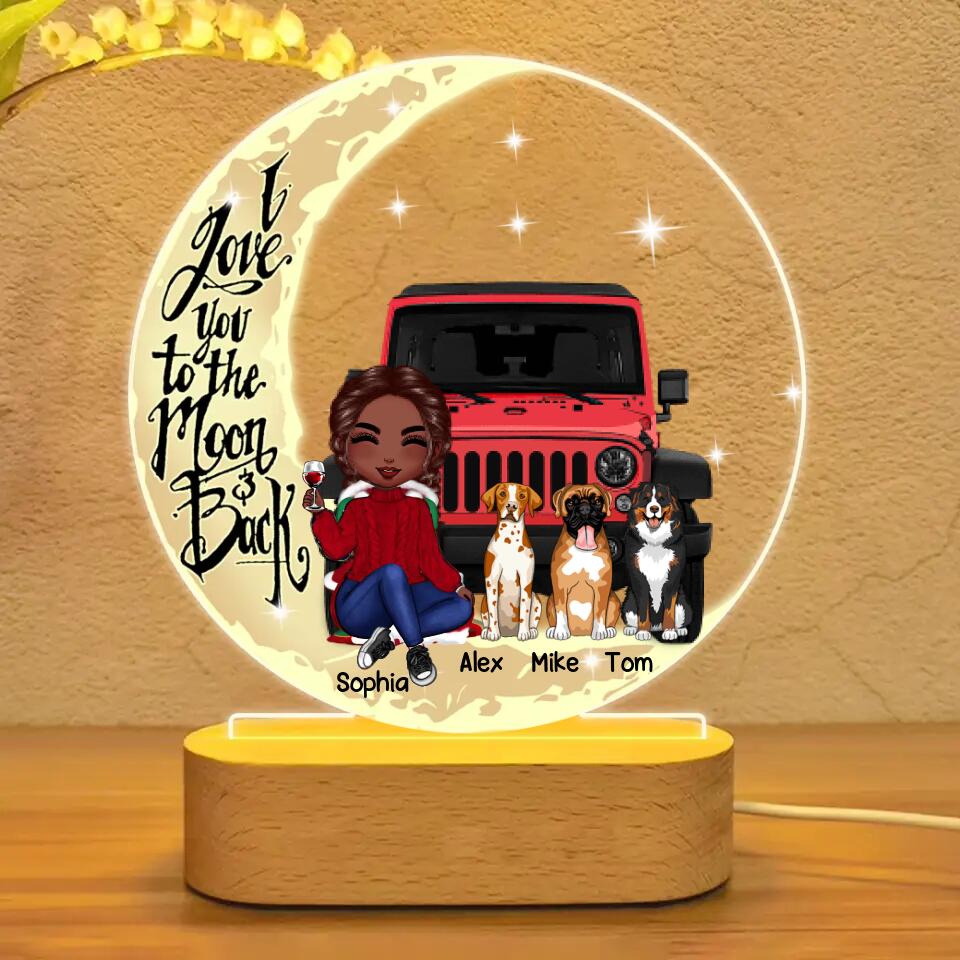 Personalized I Love You To The Moon And Back Jeep Dog Led Lamp Printed PNDT1101