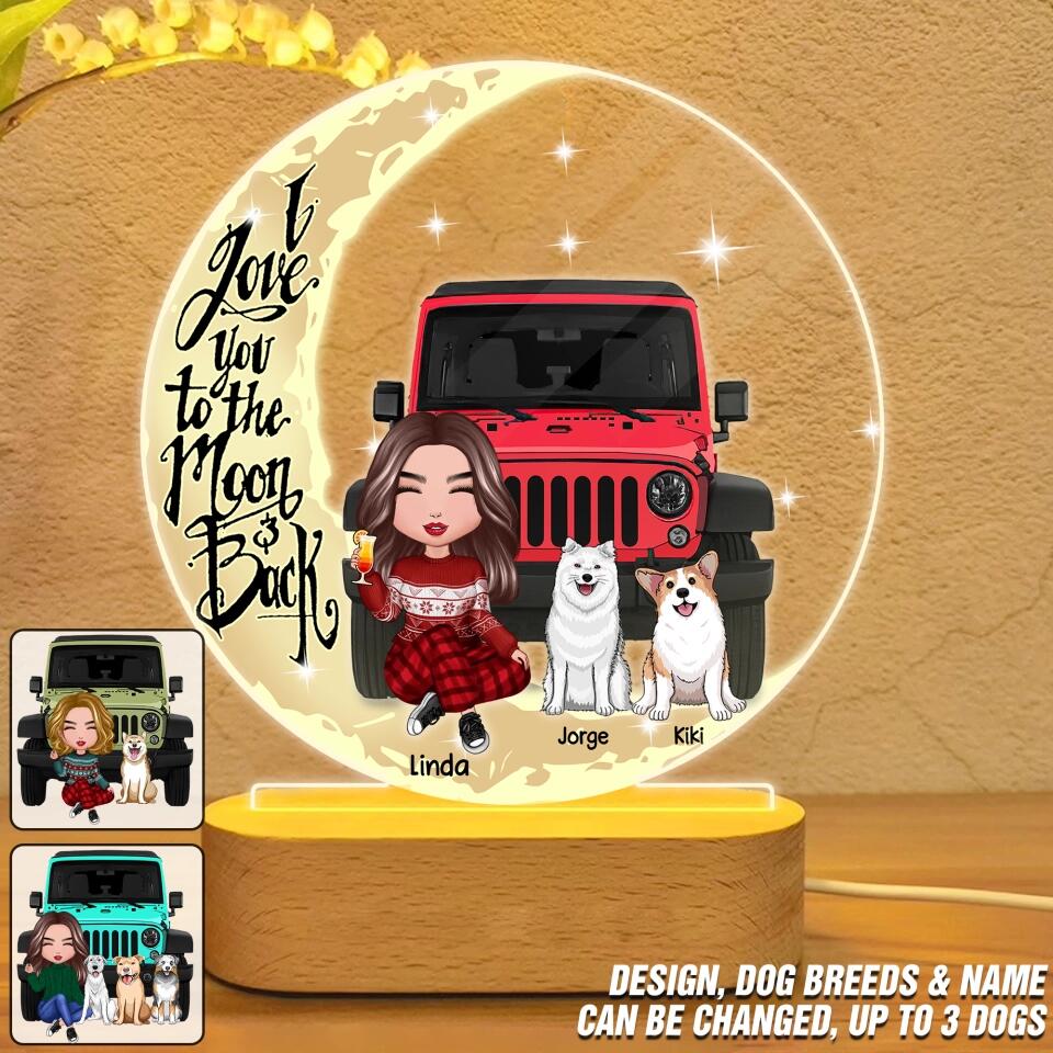 Personalized I Love You To The Moon And Back Jeep Dog Led Lamp Printed PNDT1101