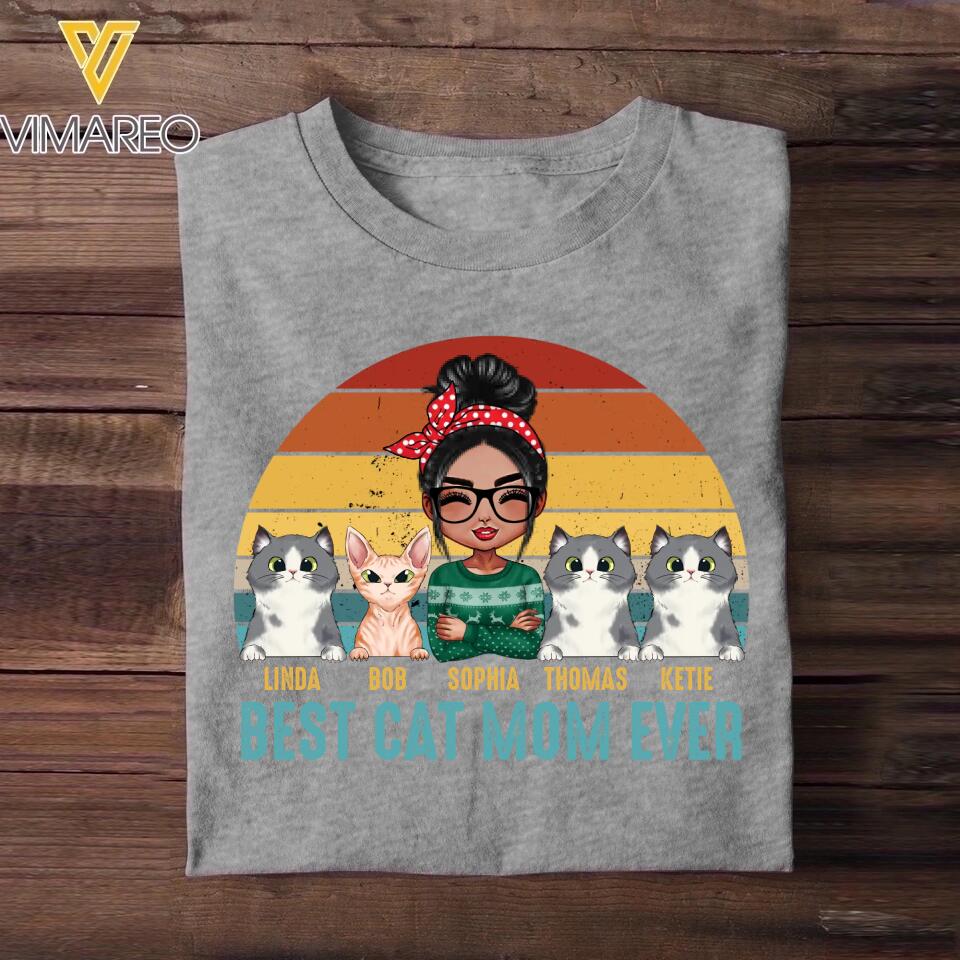 Personalized Best Cat Mom Ever Cat Lovers Tshirt Printed 23JAN-DT12