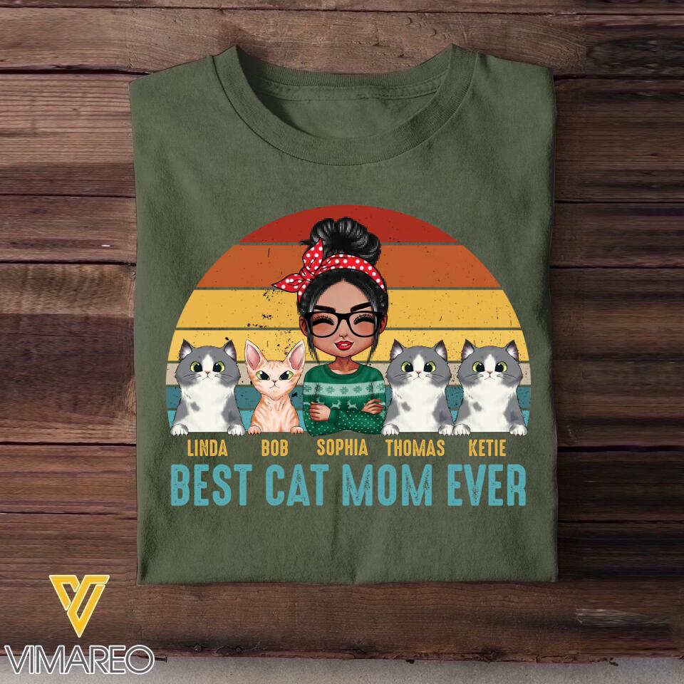 Personalized Best Cat Mom Ever Cat Lovers Tshirt Printed 23JAN-DT12