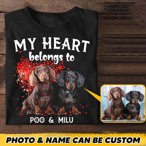 Personalized My Heart Belongs To Dog  Your Dog Image Tshirt Printed 23JAN-HQ12