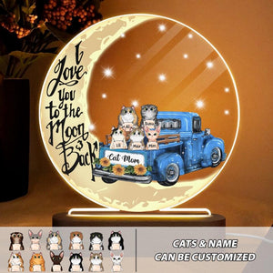Personalized I Love You To The Moon & Back Cat Mom Led Lamp Printed PNHY1401