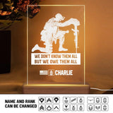 Personalized US Soldier/ Veteran We Don't Know Them All But We Owe Them All Rank Led Lamp Printed 23JAN-HY14
