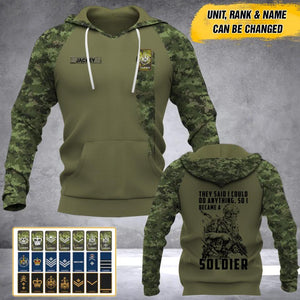 Personalized Canadian Solider/ Veteran They Said I Could Do Anything Camo With Name and Rank Hoodie 3D Printed 23JAN-HY13
