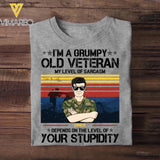 Personalized I'm A Norwegian Grumpy Old Veteran My Level Sarcasm Depends On The Level Of Your Stupidity Printed Tshirts 23JAN-HQ14