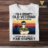 Personalized I'm A Norwegian Grumpy Old Veteran My Level Sarcasm Depends On The Level Of Your Stupidity Printed Tshirts 23JAN-HQ14