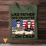 Personalized US Soldier/ Veteran Like Father Like Daughter Oh Crap Printed Tshirts QTDT1601