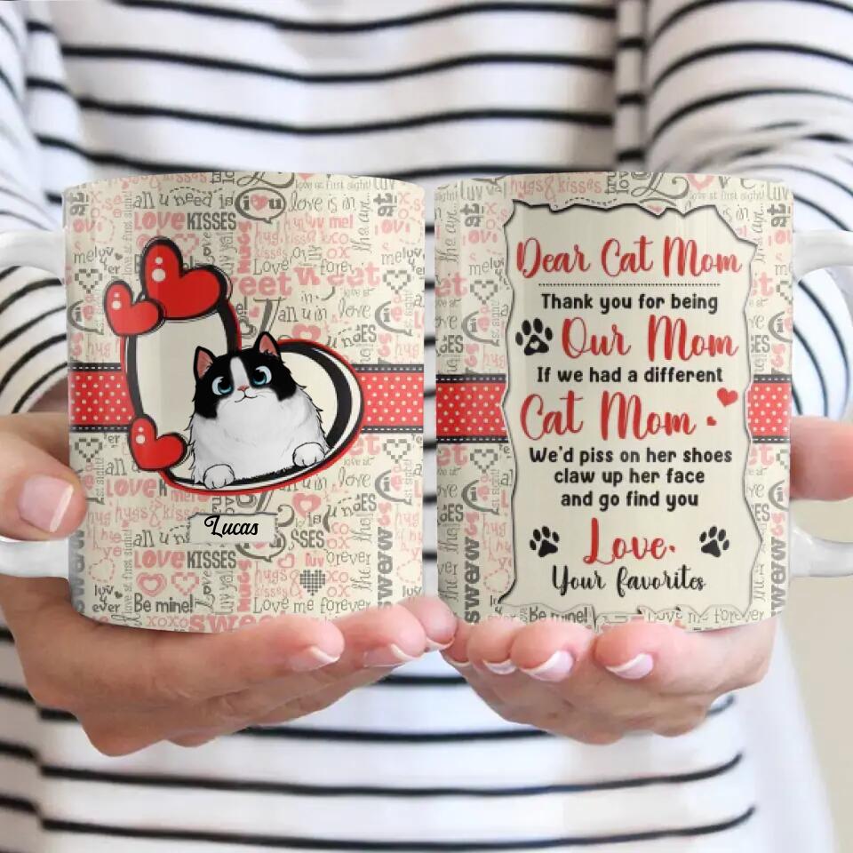 Personalized Cat Mom White Mug Printed PNVD1701