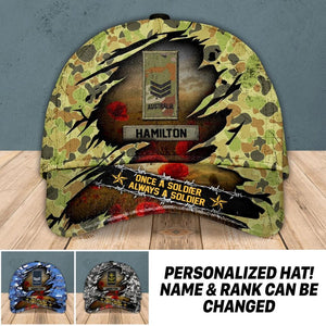 Personalized Australian Soldier/ Veteran Rank Camo Peaked Cap 3D Printed QTHQ180123