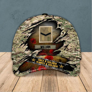 Personalized British Soldier/ Veteran Rank Camo Peaked Cap 3D Printed QTHQ180123